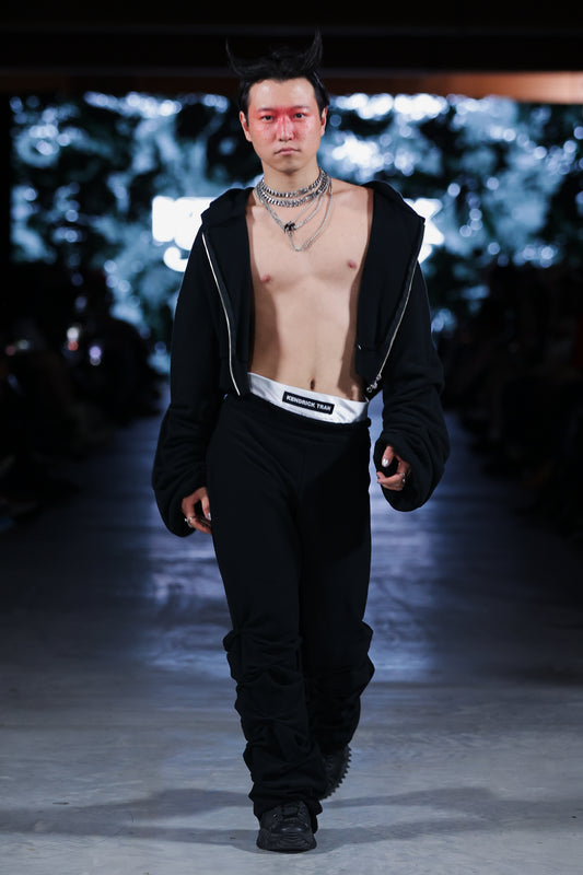 Cropped Stacked Sleeve Zip-Up Hoodie and Stacked Sweatpants