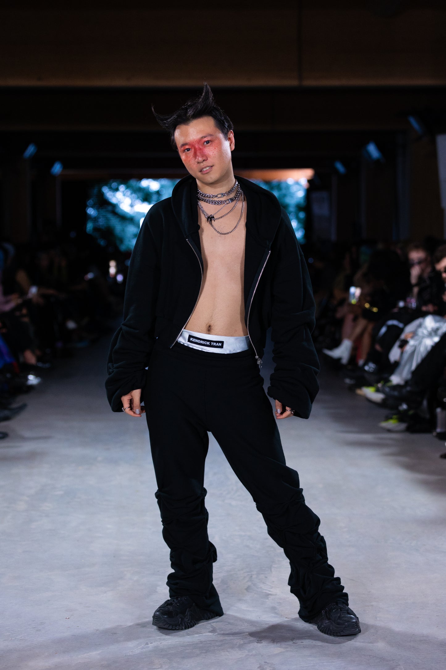 Cropped Stacked Sleeve Zip-Up Hoodie and Stacked Sweatpants