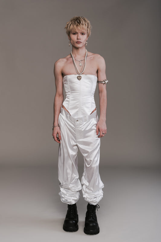 Straight-Across Corset & Draped Pants