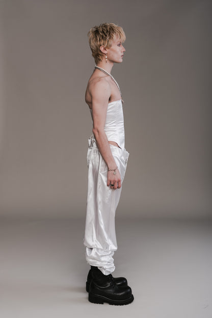Straight-Across Corset & Draped Pants
