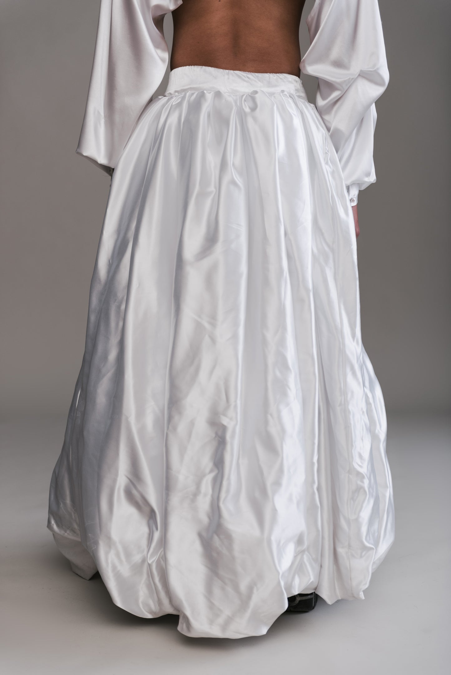 Satin Micro Button Up & Cloud Skirt
