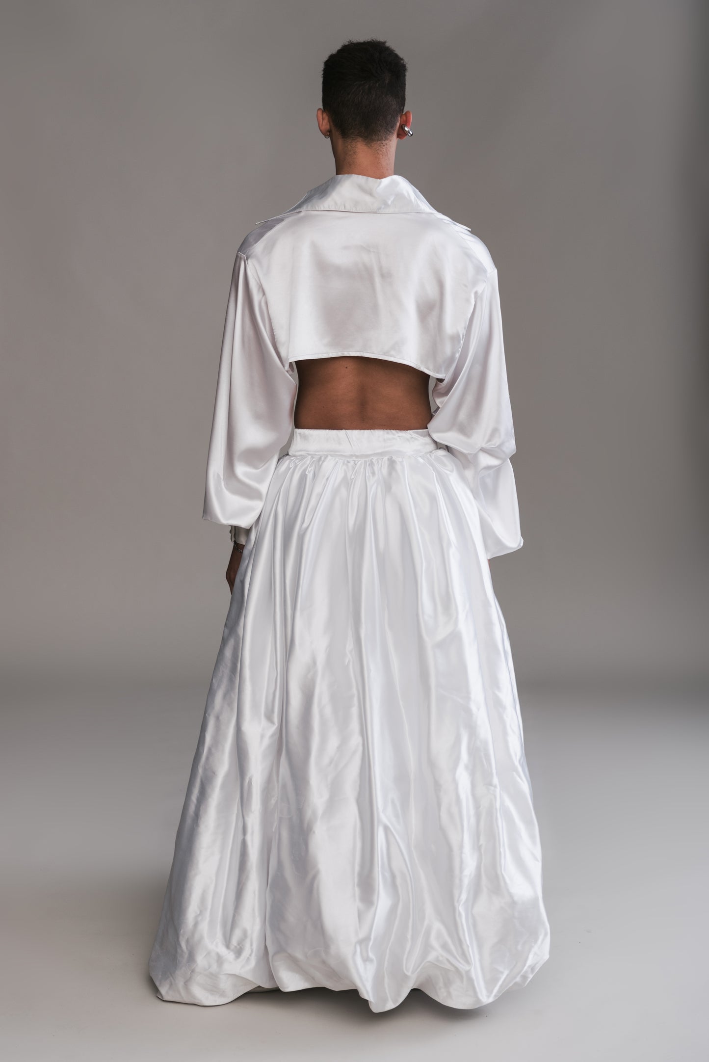Satin Micro Button Up & Cloud Skirt