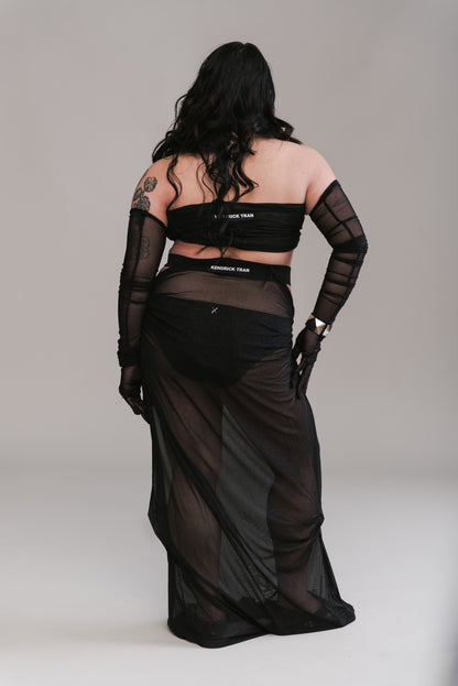 Shimmer Hug Top and Draped Skirt