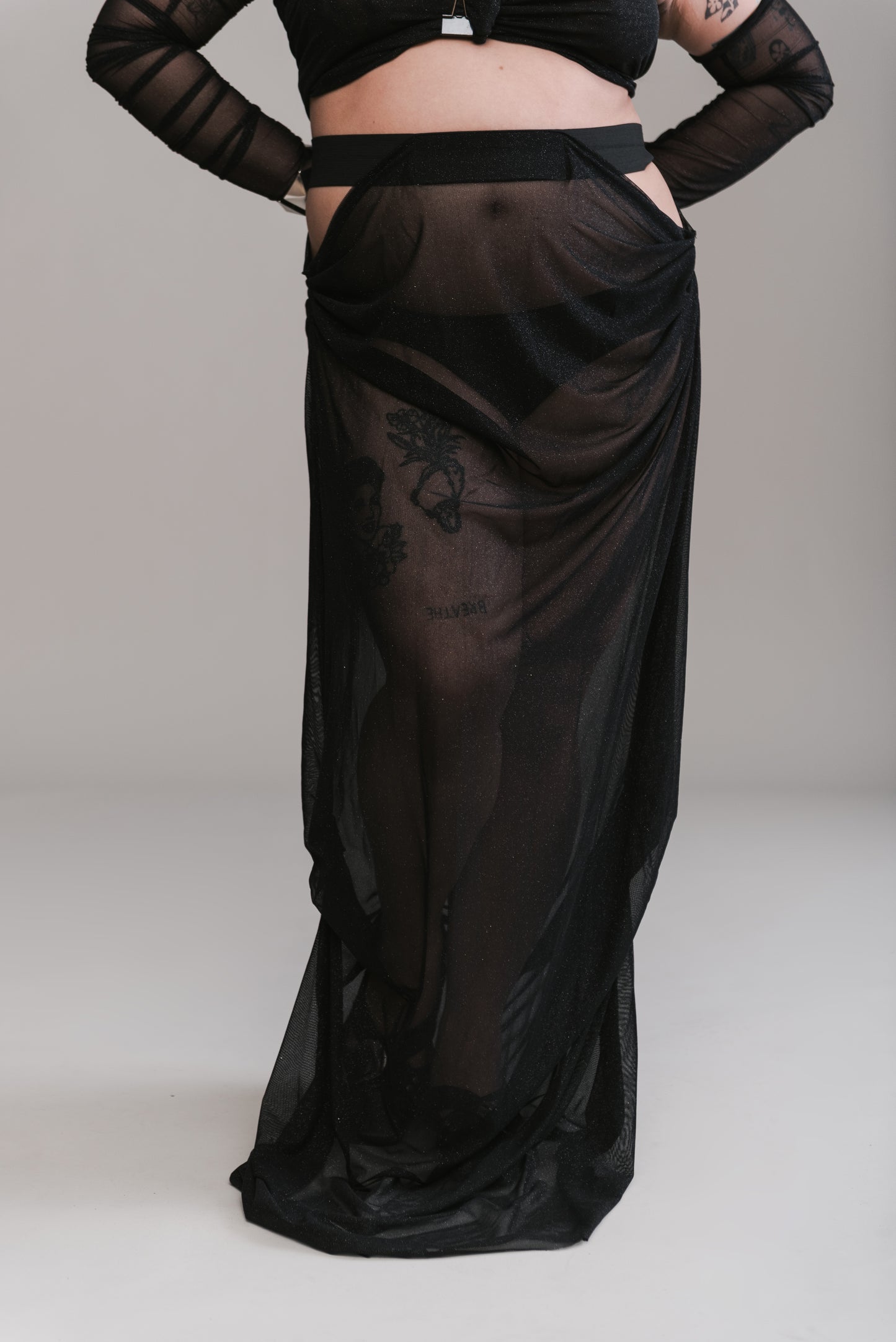 Shimmer Hug Top and Draped Skirt