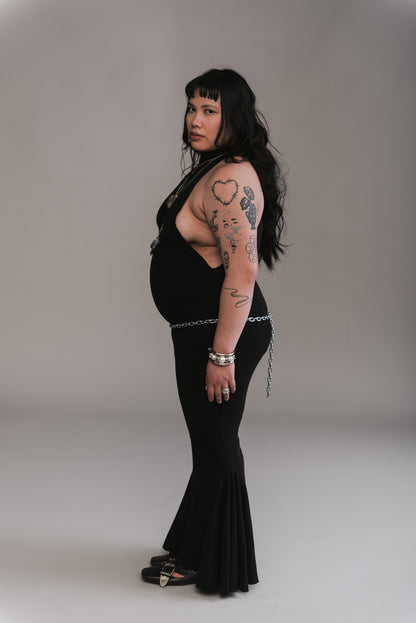 Ribbed Fitted Mermaid Tail Halter Dress